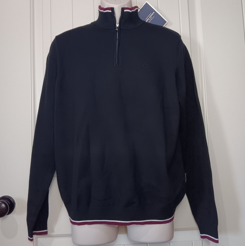 NWT Marc Asher New York Men's Quarter Zip Sweater Black Size M